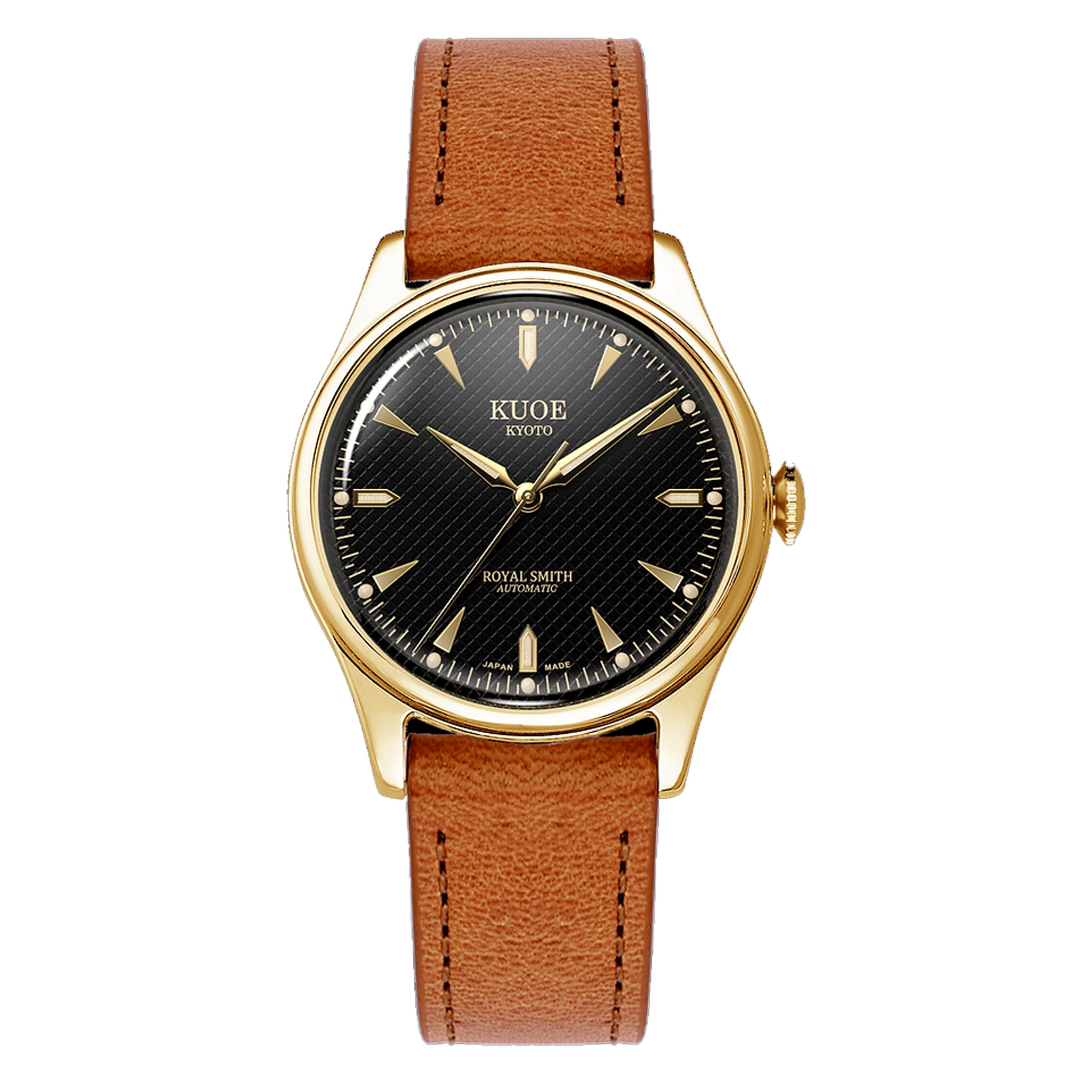 KUOE ROYAL SMITH 90-006 GOLD BLACK TAN - CHEZ MAMAN MONTRES