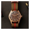 MONTRE KUOE OLD SMITH 90-002 NO DATE BROWN BRONZE CASE 38MM KHAKI X BEIGE STRAP