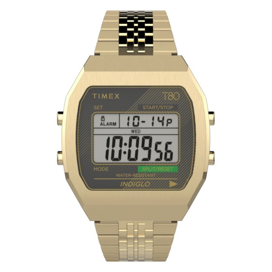 TIMEX 80 DIGITAL STAINLESS STEEL 36MM GOLD TW2V743