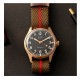 MONTRE KUOE OLD SMITH 90-002 NO DATE BLACK BRONZE CASE KHAKI X BEIGE STRAP