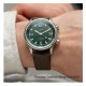 KUOE SOMBRERO 90-011 GREEN LINEN TEXTURED DIAL FLAT-LINK BRACELET