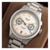 KUOE ROYAL SMITH 90-010 IVORY X VERTICAL BRUSHED DIAL / FLAT-LINK BRACELET / EXHIBITION CASEBACK